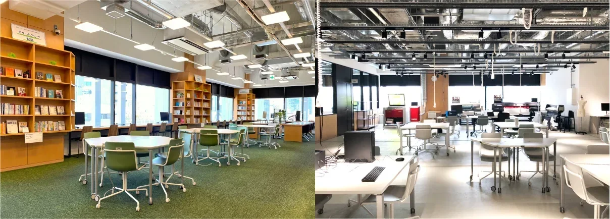 ライブラリーとビジネスサポートファクトリーの様子